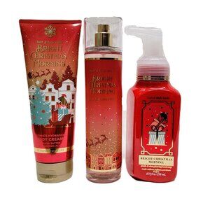 BATH & BODY WORKS BRIGHT CHRISTMAS MORNING SET OF 3 MistBodyCreamHandSoap NEW!